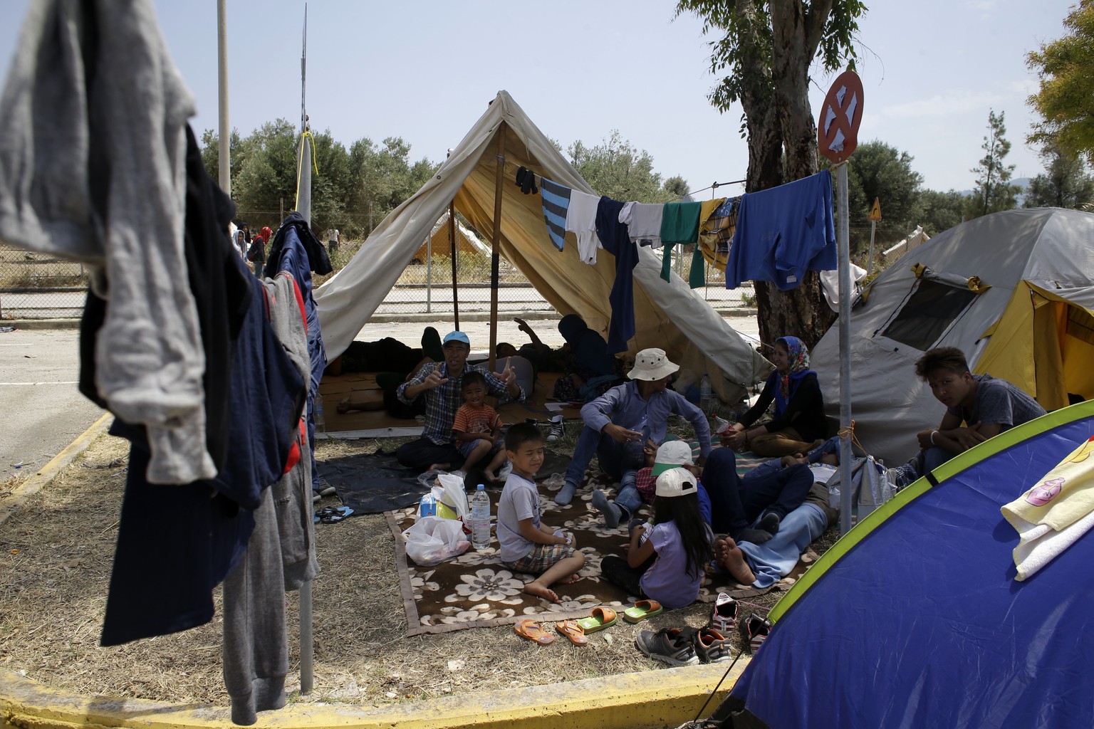 Gestrandete Flüchtlinge in Mytilene (Lesbos)