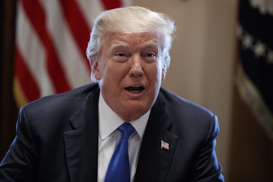 President Donald Trump speaks during a meeting with lawmakers on immigration policy in the Cabinet Room of the White House, Tuesday, Jan. 9, 2018, in Washington. Trump is getting his first medical che ...