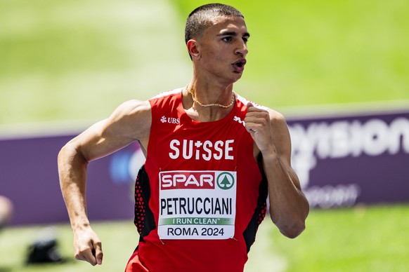 Ricky Petrucciani of Switzerland in action during the men&#039;s 400 meters qualification at the European Athletics Championships, in the Olympic stadium, in Rome, Italy, Saturday, June 8, 2024. (KEYS ...