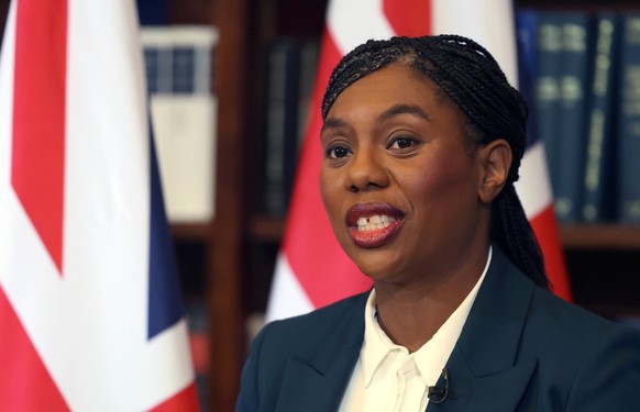 epa12532993 British Conservative Leader Kemi Badenoch speaks during a press conference in London, Britain, 18 November 2025. Badenoch spoke about economic policy and welfare/taxation issues ahead of t ...