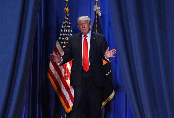 People cheer as President Donald Trump arrives to speak at a charter school in The Villages, Fla., Friday, May 1, 2026. (AP Photo/Matt Rourke)
Donald Trump
