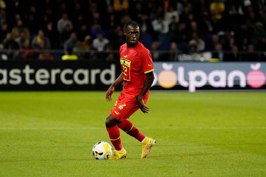 Mandatory Credit: Photo by Dave Winter/Shutterstock 13413807gu Kamaldeen Sulemana of Ghana Brazil v Ghana, Friendly, International Football, Stade Oceane, Le Havre, France - 23 Sep 2022 EDITORIAL USE  ...