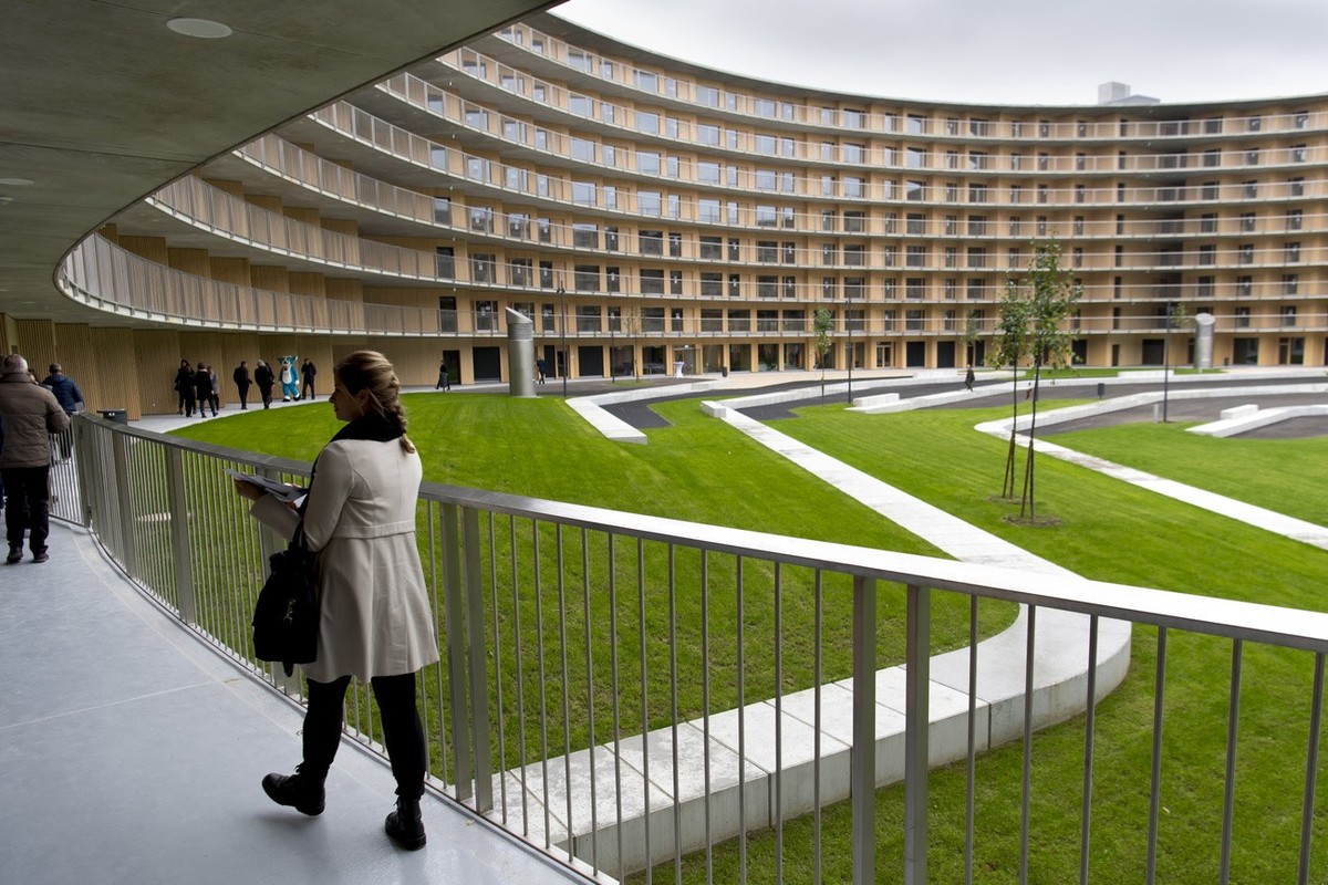 The Vortex building, which will house students from the University of Lausanne, UNIL, after being the Olympic Village of the Winter Youth Olympic Games Lausanne 2020 is pictured during the key handove ...