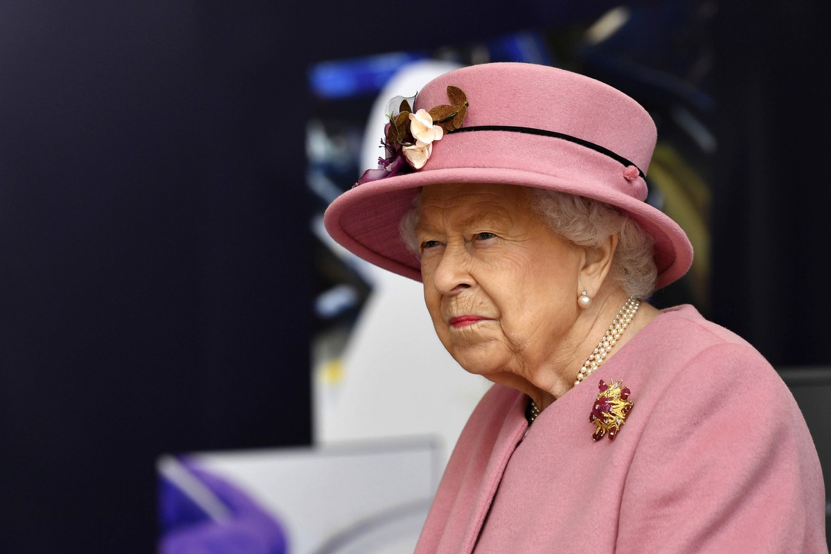 Britain's Queen Elizabeth II visits the Defence Science and Technology Laboratory (DSTL) at Porton Down, England, Thursday Oct. 15, 2020, to view the Energetics Enclosure and display of weaponry  ...