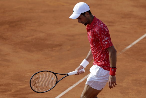 epa08503556 (FILE) - Novak Djokovic of Serbia reacts during a match at the Adria Tour tennis tournament in Belgrade, Serbia, 13 June 2020 (reissued 23 June 2020). According to media reports, Djokovic ...