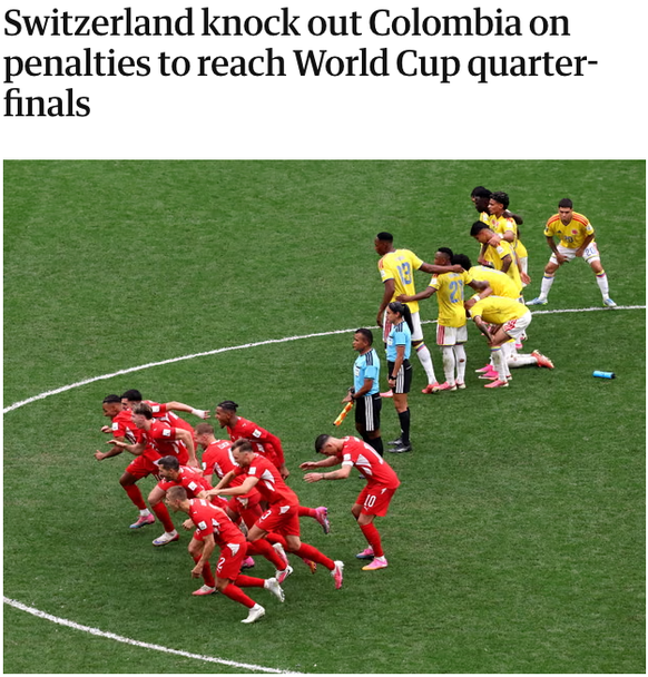 «Die Schweiz schaltet Kolumbien im Penaltyschiessen aus und erreicht den WM-Viertelfinal»