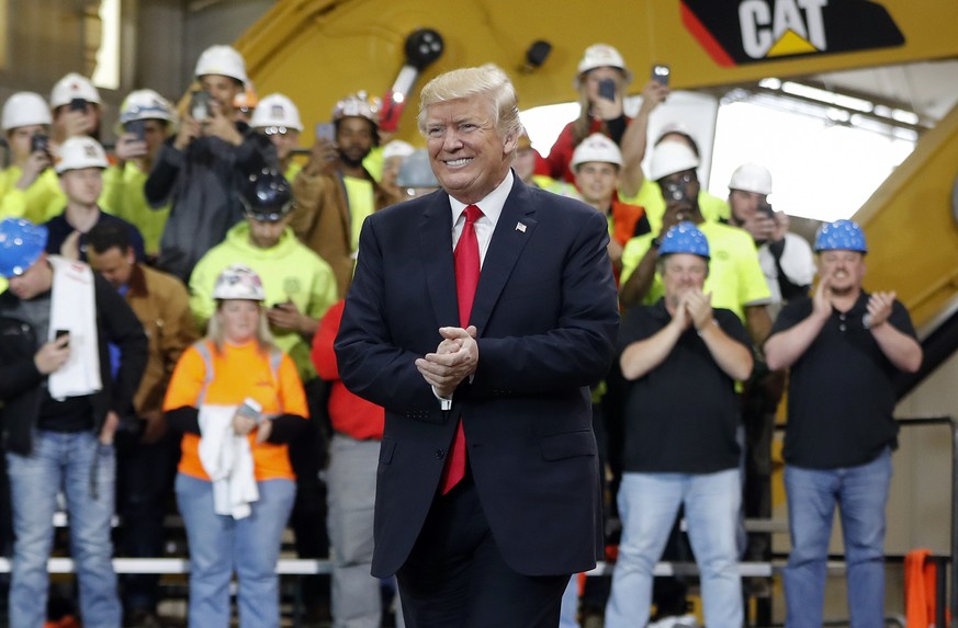 President Donald Trump prepares to speak at Local 18 Richfield Training Facility, Thursday, March 29, 2018, in Richfield, Ohio. (AP Photo/Pablo Martinez Monsivais)