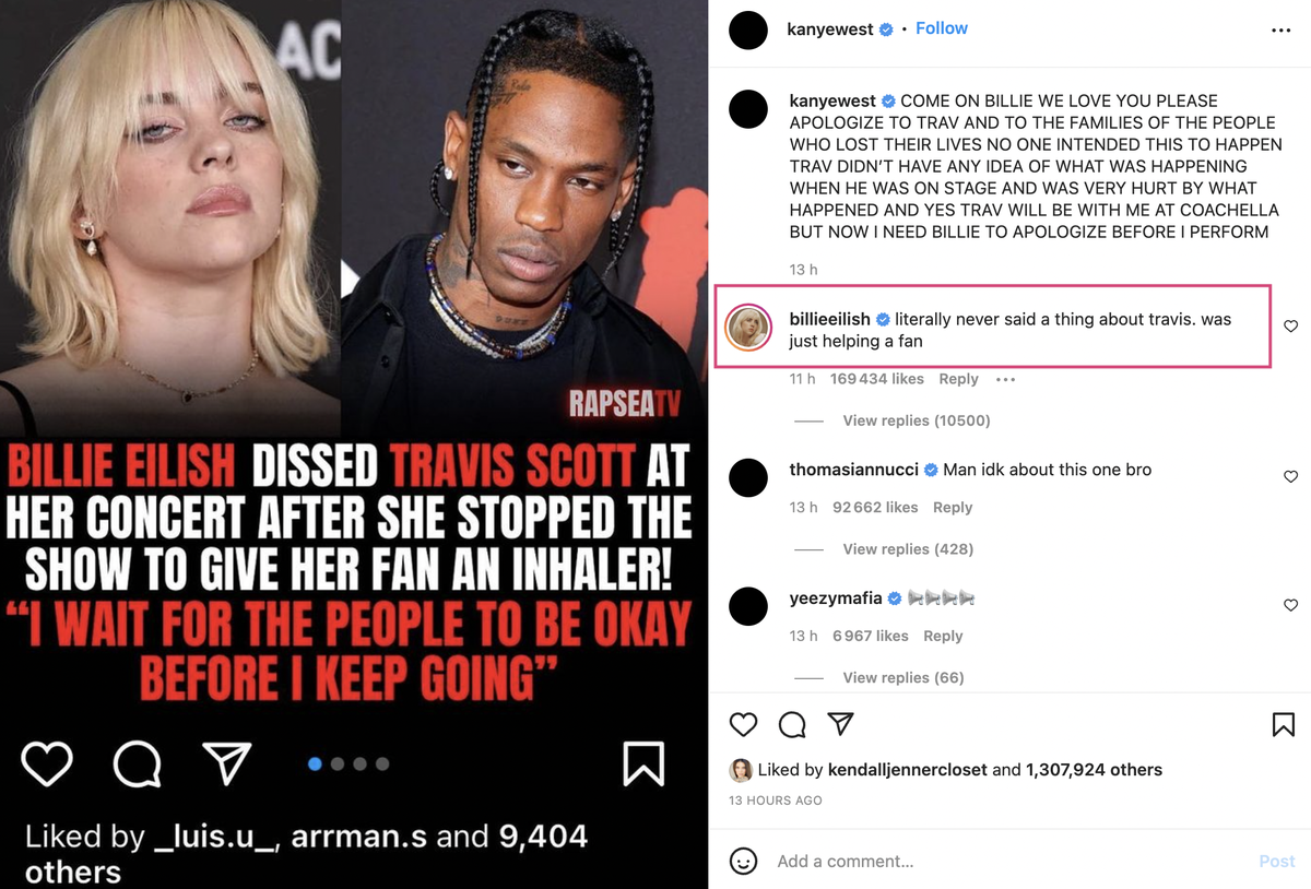 Billie Eilish répond aux allégations de Kanye West