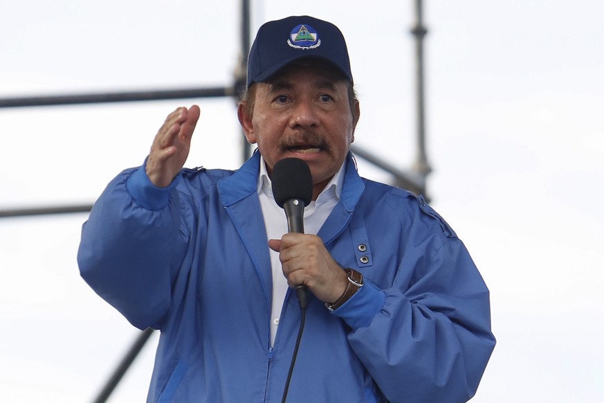 Nicaragua’s President Daniel Ortega speaks to supporters in Managua, Nicaragua, Wednesday, Aug. 29, 2018. A United Nations report released Wednesday calls on Ortega&#039;s government to immediately ha ...