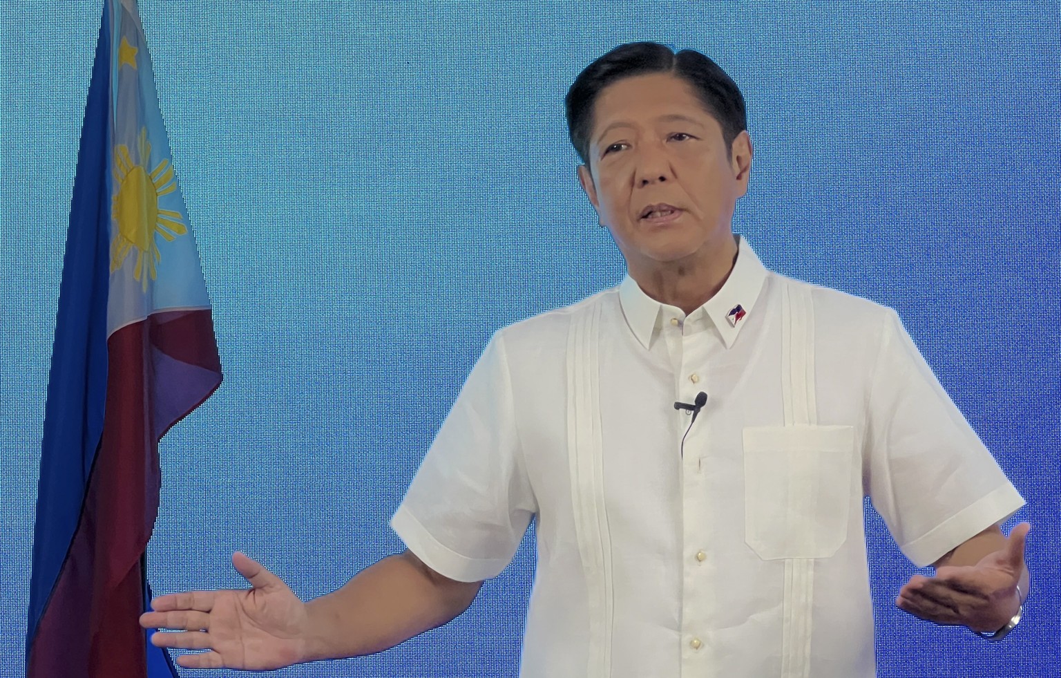 Ferdinand &quot;Bongbong&quot; Marcos Jr. speaks to reporters at his headquarters in Mandaluyong, Philippines on Wednesday, May 11, 2022. Ferdinand Marcos Jr. has declared victory in this week&#039;s  ...