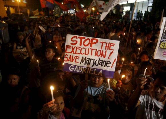 In Manila gingen die Menschen auf die Strasse, um gegen das Todesurteil ihrer Landsfrau zu demonstrieren.&nbsp;