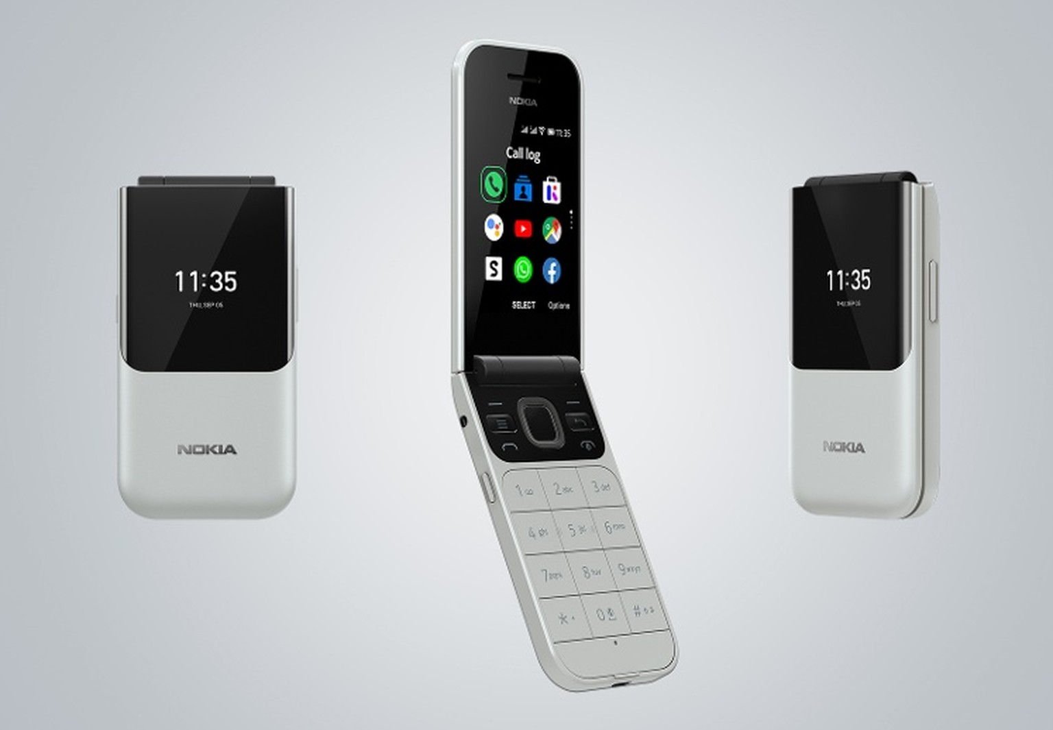 Das neue Nokia 2720: Auf dem Klapphandy funktionieren auch der Messenger WhatsApp und der Sprachassistent Google Assistant.