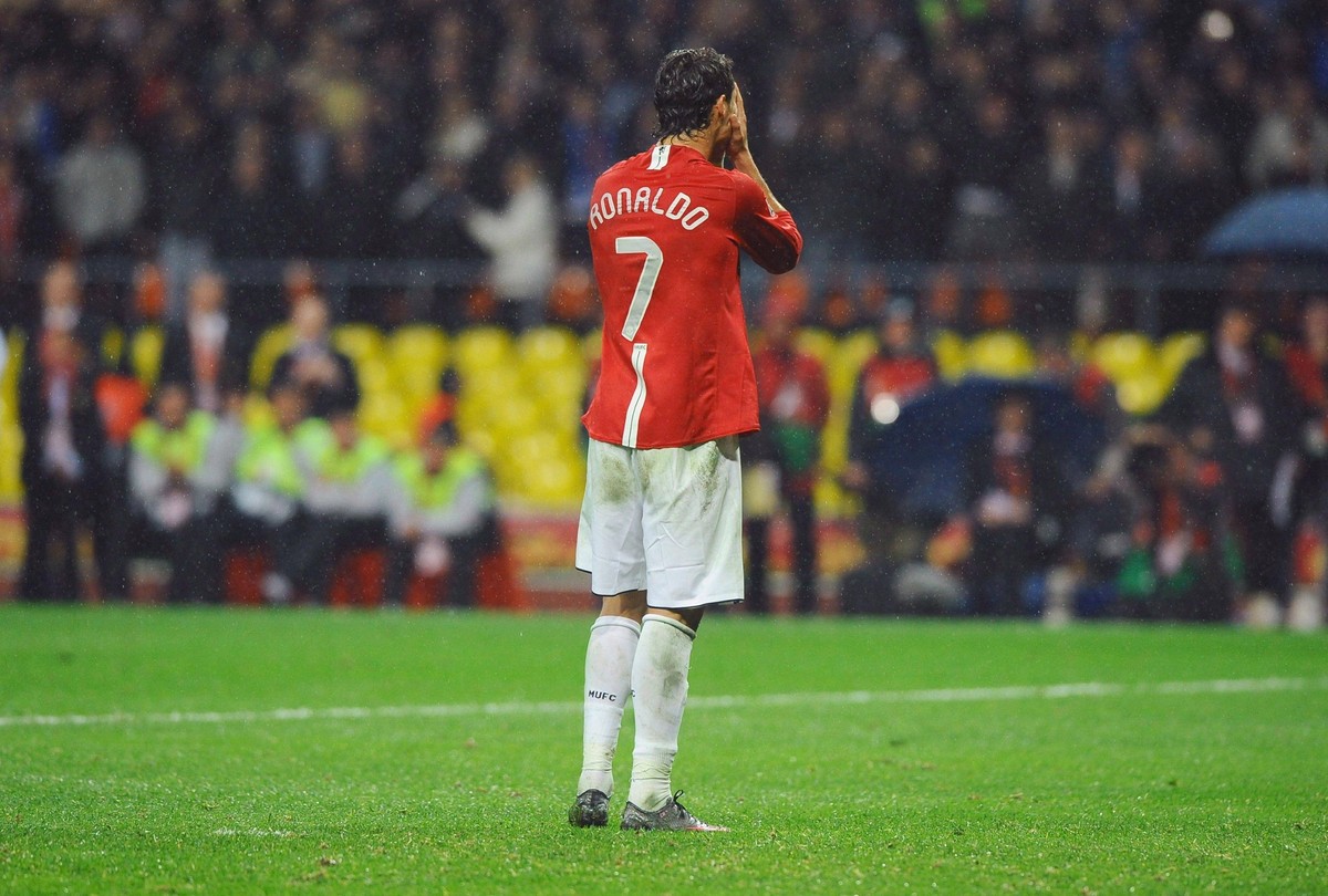 UEFA Champions League Final Soccer match, Manchester United, ManU vs Chelsea Manchester United s Cristiano Ronaldo reacts after he misses a penalty during the UEFA Champions League Final Soccer match, ...