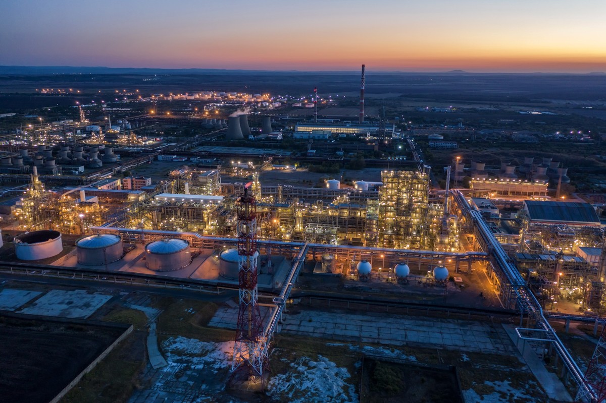 Aerial view to the of oil refinery xkwx aerial, architecture, business, burgas, bulgaria, chemical, chemistry, chimney, city, construction, danger, drone, dusk, energy, engineering, environment, europ ...