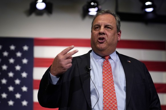 Republican Presidential candidate former, New Jersey Gov. Chris Christie addresses a gathering, Tuesday, June 6, 2023, in Manchester, N.H. Christie filed paperwork Tuesday formally launching his bid f ...