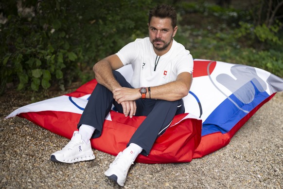 Swiss tennis athlete Stanislas Wawrinka poses at the Maison Suisse during a press conference, prior to the 2024 Paris Summer Olympics in Paris, France, Wednesday, July 24, 2024. (KEYSTONE/Anthony Anex ...