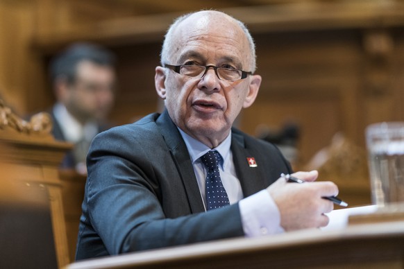 Bundesrat Ueli Maurer spricht zur Kleinen Kammer an der Fruehlingssession der Eidgenoessischen Raete, am Dienstag, 3. Maerz 2020 im Staenderat in Bern. (KEYSTONE/Alessandro della Valle)