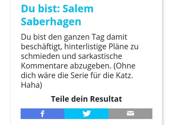 Hilda oder Salem?Â Welcher Â«Sabrina â total verhext!Â»-Charakter steckt in dir?
Stimmt.

Ertappt !