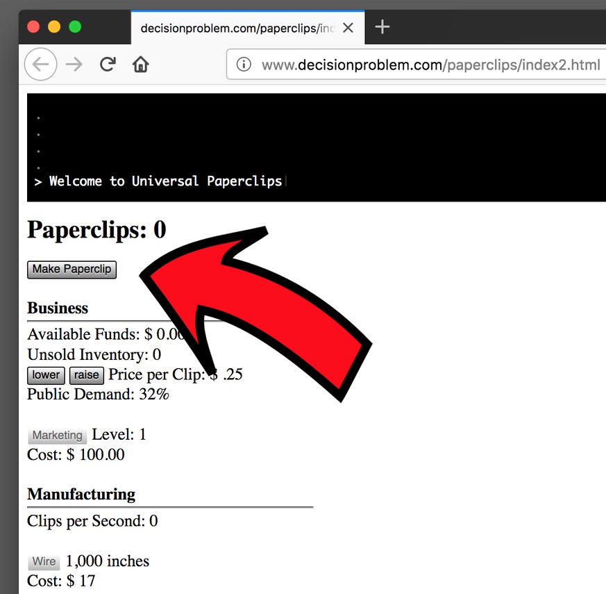 Der Untergang der Menschheit beginnt mit einem Klick auf «Make Paperclip»