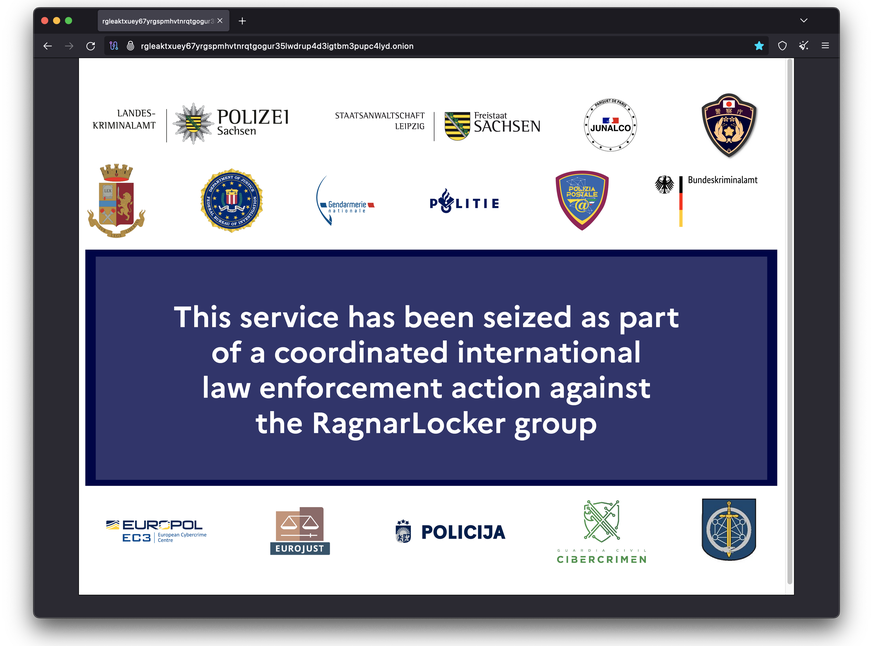 Screenshot of the darknet page of the Ragnar Locker ransomware gang.
