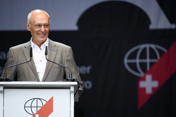 Remo Gysin, der Praesident der ASO, an den Feierlichkeiten zum 100-Jahr-Jubilaeum der Auslandschweizer Organisation (ASO) am 5. August 2016 auf dem Bundesplatz in Bern. (KEYSTONE/Manuel Lopez)