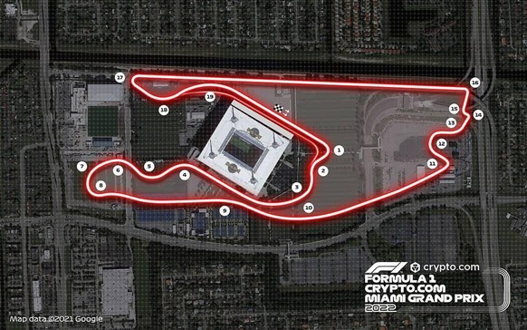 Die Streckenführung des GP von Miami, der am 8. Mai stattfinden wird.
