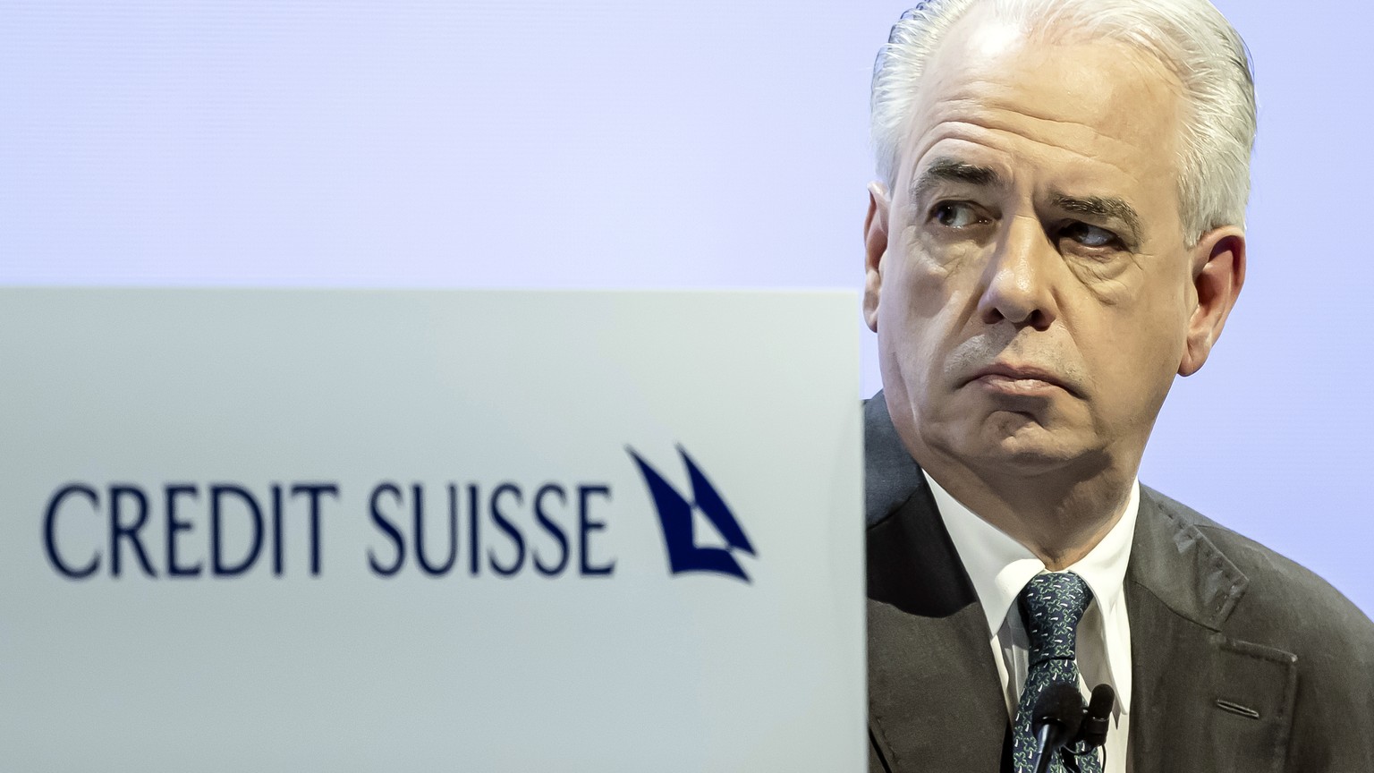 FILE - Swiss bank Credit Suisse CEO Ulrich Koerner attends an annual shareholders&#039; meeting of the Swiss banking group in Zurich, Switzerland, on April 4, 2023. UBS said Tuesday, May 9, 2023, it&# ...