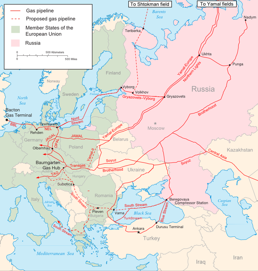 Mit Nord Stream ausser Gefecht, führt keine direkte Gasleitung mehr von Russland nach Westeuropa.