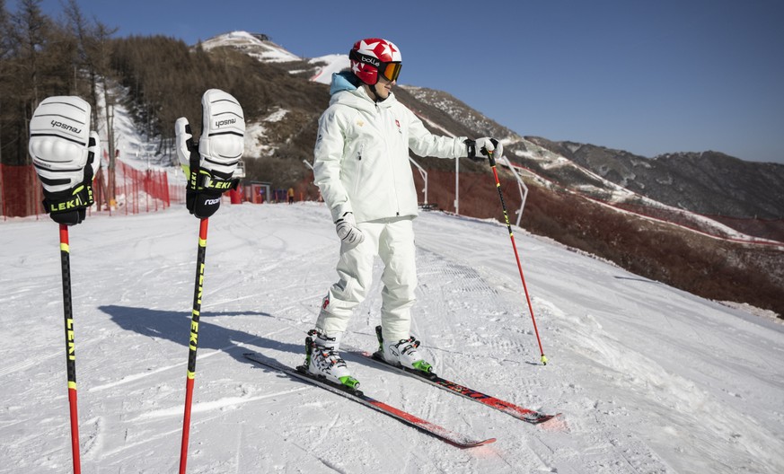 Theo Gmuer of Switzerland during a training session at the Yanqing National Alpine Skiing Centre in Yanqing on Sunday, 27 February 2022, just days before the start of the Beijing 2022 Paralympic Winte ...