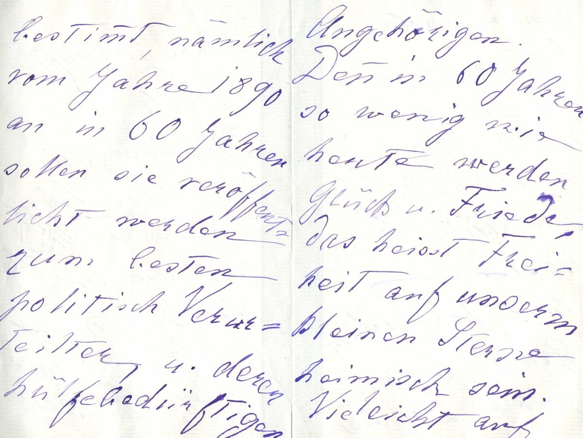Auszug aus dem Brief der Kaiserin an den Bundespräsidenten Eugène Ruffy, 1890.