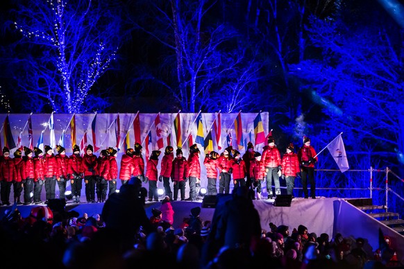 A general view during the opening ceremony at the 2019 FIS Alpine Skiing World Championships in Are, Sweden Monday, February 4, 2019. (KEYSTONE/Jean-Christophe Bott)