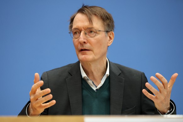 epa11826300 German Health Minister Karl Lauterbach attends a press conference in Berlin, Germany, 15 January 2025, on the digitalization of healthcare across Germany. The electronic patient document ( ...