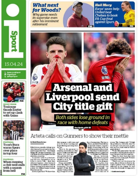 The Independent: «Arsenal und Liverpool senden City ein Titel-Geschenk»