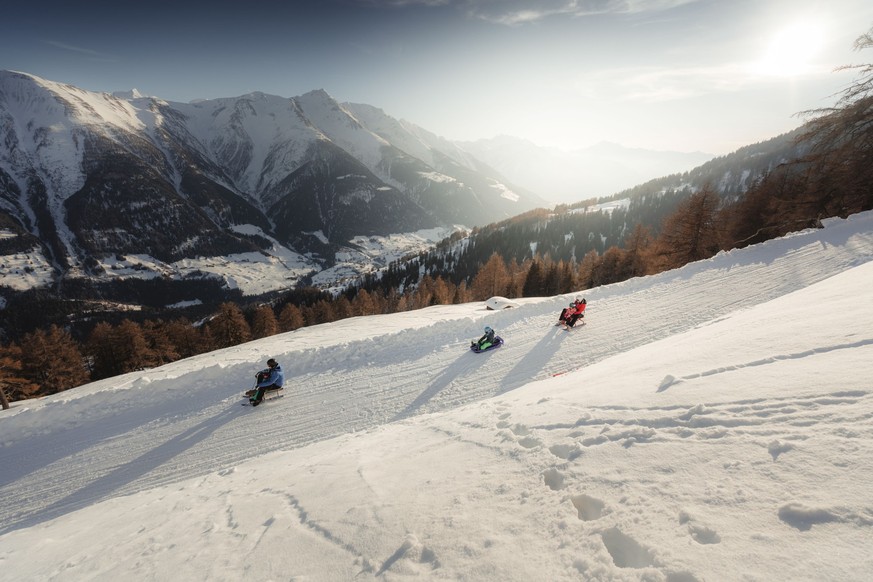 Schlittelpiste Fiescheralp-Lax in der Aletsch Arena Rauszeit beste Schlittelpisten der Schweiz
