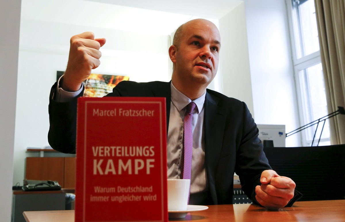 Marcel Fratzscher, president of the German Institute for Economic Research (DIW), introduces his new book "The Distribution Battle - Why Inequality in Germany is Rising" as he speaks during  ...