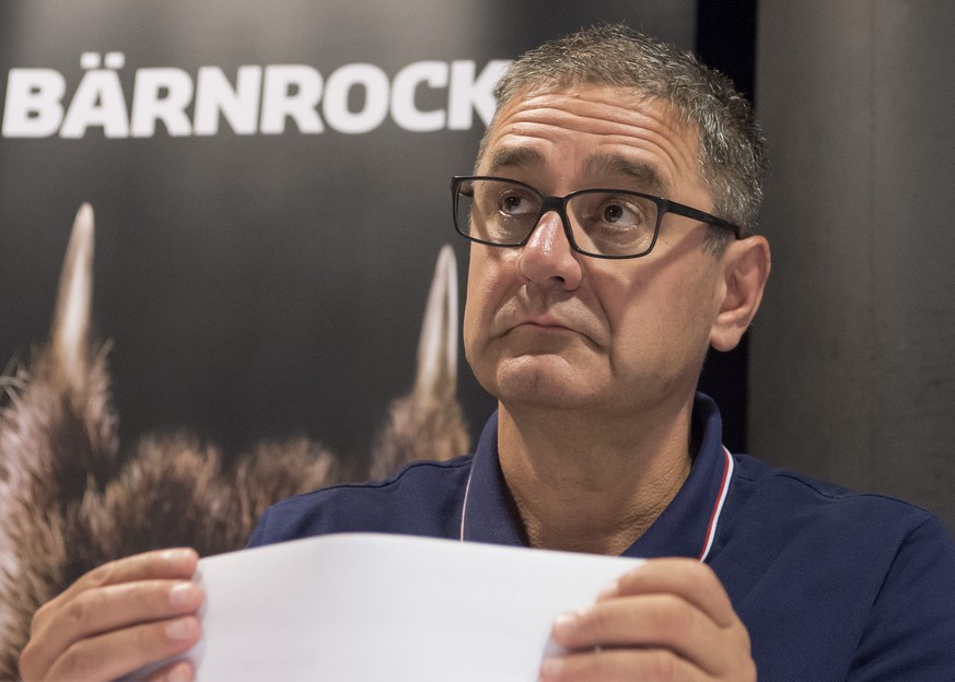 SCB CEO Marc Luethi praesentiert die Bilanz der SCB-Eishockey AG der vergangenen Meistersaison am Dienstag, 29. August 2017 in Bern. (KEYSTONE/Lukas Lehmann)