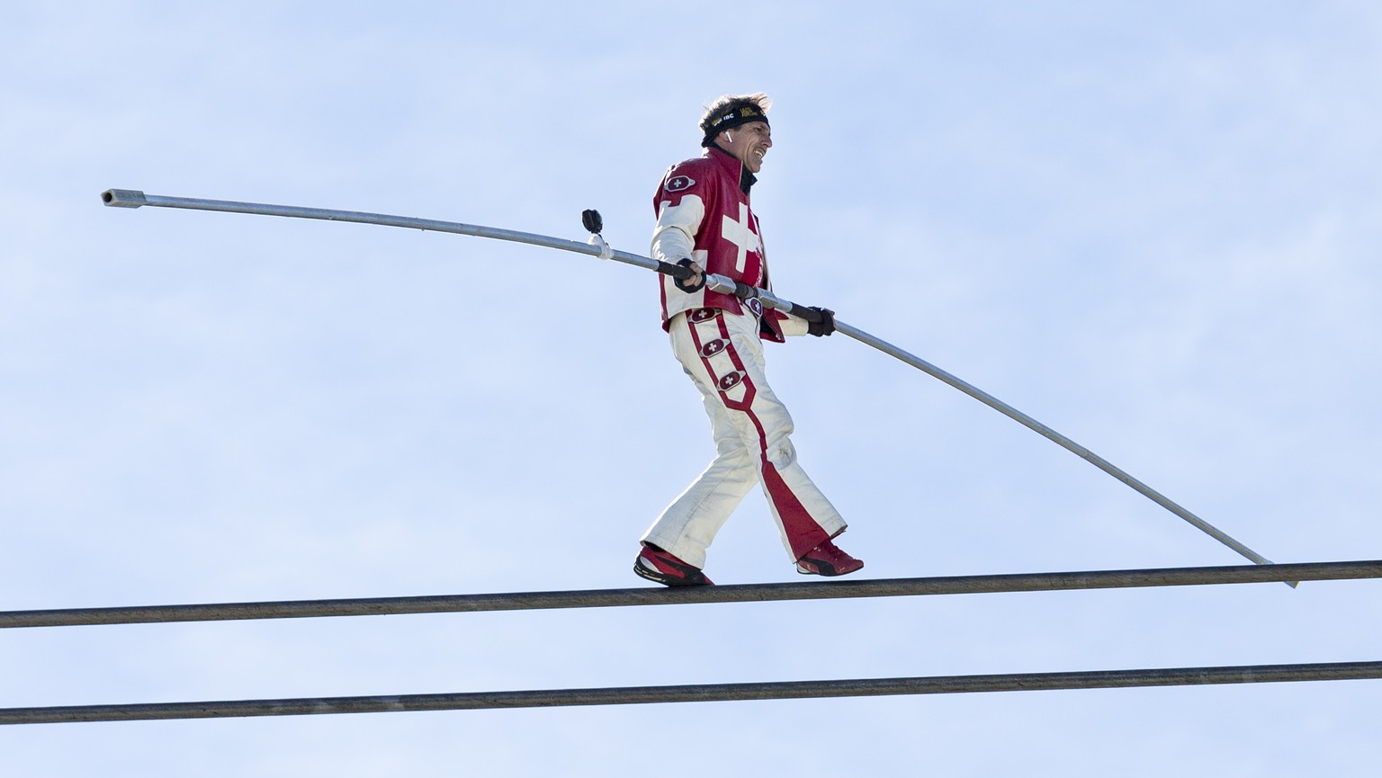 ARCHIVBILD ZUR ANKLAGE GEGEN FREDDY NOCK --- Freddy Nock, tightrope walker, during the inauguration ceremony of the new 3S ropeway on Saturday, September 29, 2018, in Zermatt, Valais, Switzerland. Aft ...