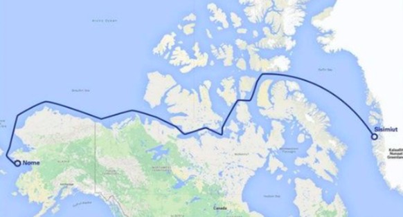 Bourgnons Route durch die Nordwestpassage.