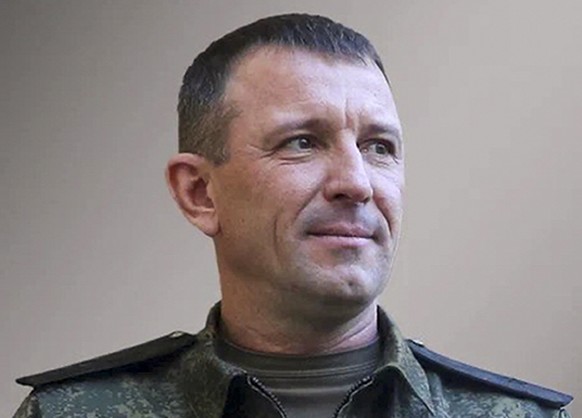 In this photo released by Russian Defense Ministry Press Service on Thursday, June 8, 2023, Maj. Gen. Ivan Popov, the commander of the 58th Army, is seen in a photo at an undisclosed location. Popov s ...