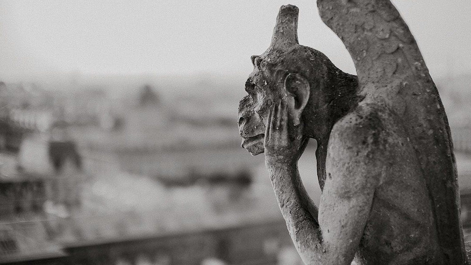 Wasserspeier und Statuen an der Fassade der Notre-Dame sind stark durch die Luftverschmutzung angegriffen.