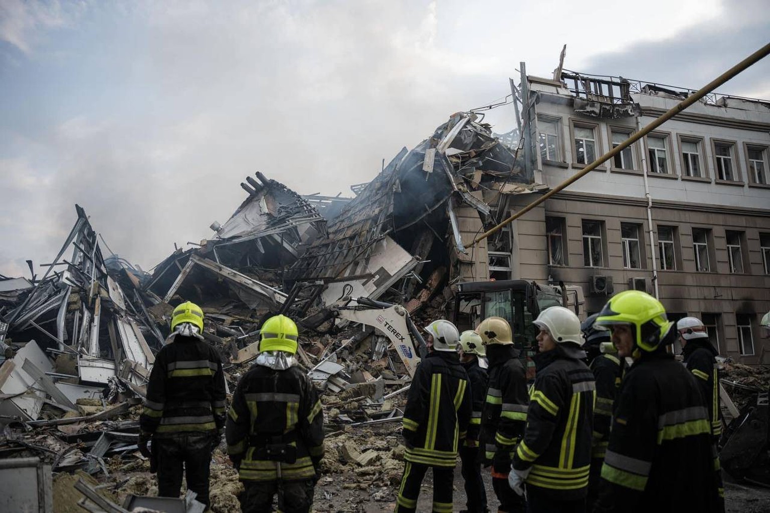 These photos show the consequences of Russian shelling in Odessa on the night of Thursday, July 20, 2023. Serhiy Kruk, the head of the state emergency service of Ukraine, said: A four-storey building was par ...