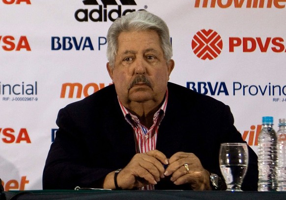 epa04770143 A picture dated 10 May 2012 shows President of the Venezuelan Soccer Federation Rafael Esquivel during a press conference in Caracas, Venezuela. Esquivel, currently also CONMEBOL executive ...