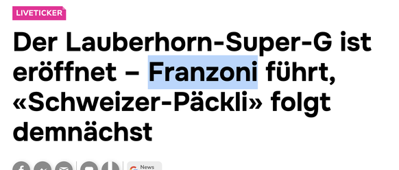 Der Lauberhorn-Super-G ist eröffnet – Franzoni führt, «Schweizer-Päckli» folgt demnächst\nDu bist einen weiten Weg gekommen, lieber Nico!