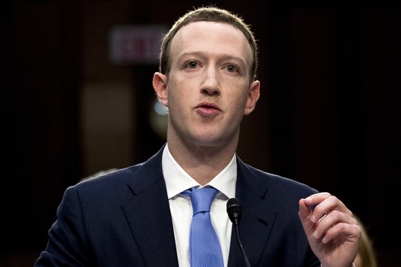 FILE - In this April 10, 2018, file photo, Facebook CEO Mark Zuckerberg testifies before a joint hearing of the Commerce and Judiciary Committees on Capitol Hill in Washington, about the use of Facebo ...