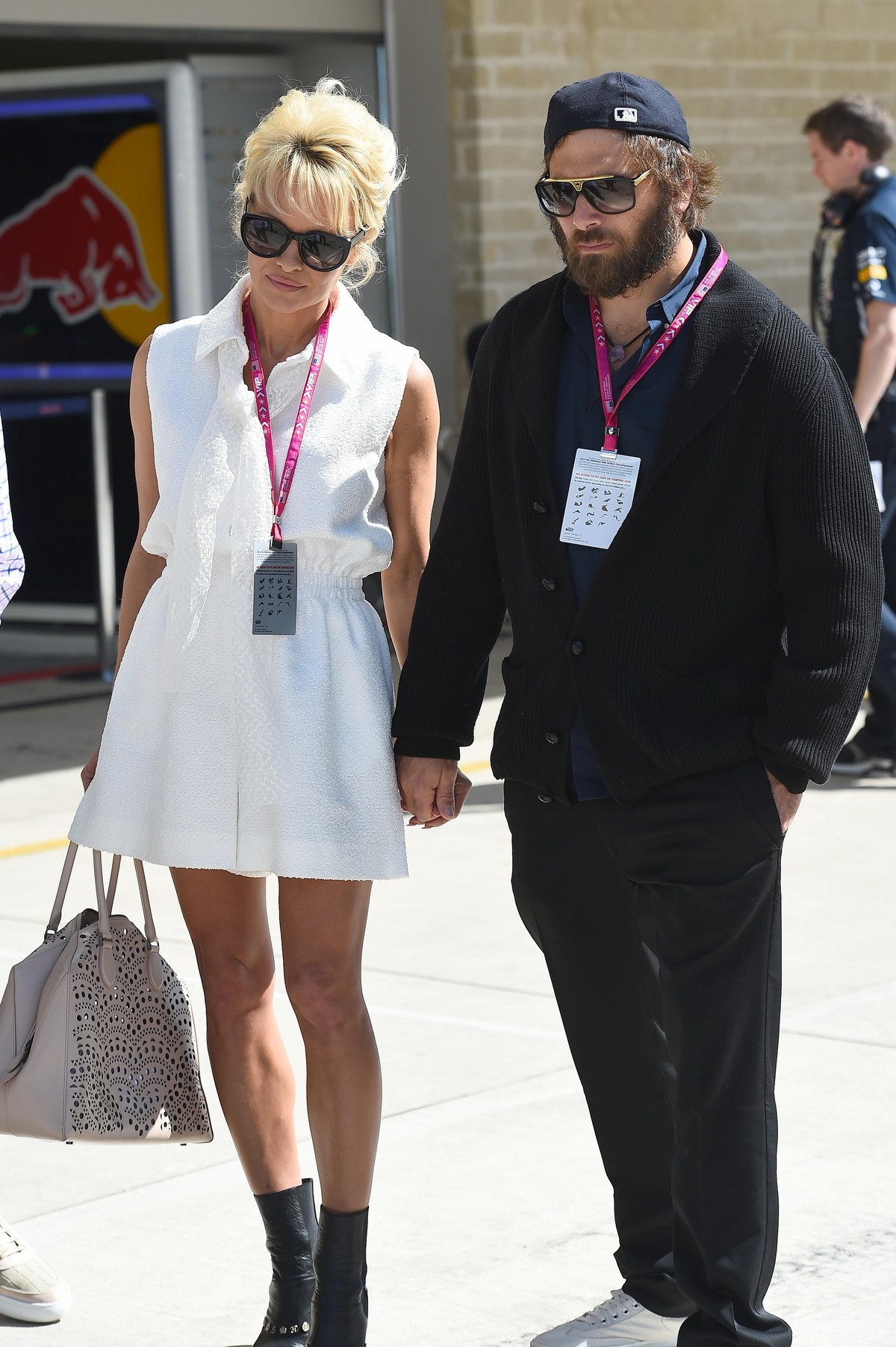 Formula One World Championship, WM, Weltmeisterschaft Rd17, United States Grand Prix, Qualifying, Austin, Texas, USA, Saturday 1 November 2014 Pamela Anderson (USA) Actress and husband Rick Salomon (U ...