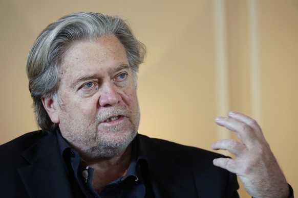 FILE - In this Monday, May 27, 2019 file photo, former White House strategist Steve Bannon poses prior to an interview with The Associated Press, in Paris. Italy���s top administrative court, the Coun ...