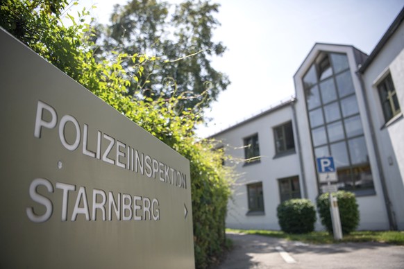 Picture shows a police station where some 50 teenagers have tried to enter to free one of their peers who was detained at a high school graduation party for rioting, Starnberg, Germany, Friday, July 2 ...