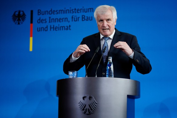 epa07031761 German Minister of Interior, Construction and Homeland Horst Seehofer during a press conference, in Berlin, Germany, 19 September 2018. One day after a meeting of the party leaders of the  ...