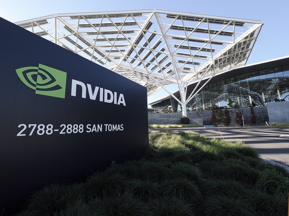 epaselect epa12534768 A sign shows the Nvidia logo at Nvidia Corporation headquarters in Santa Clara, California, USA, 18 November 2025. Nvidia will release their earnings report at the end of the tra ...
