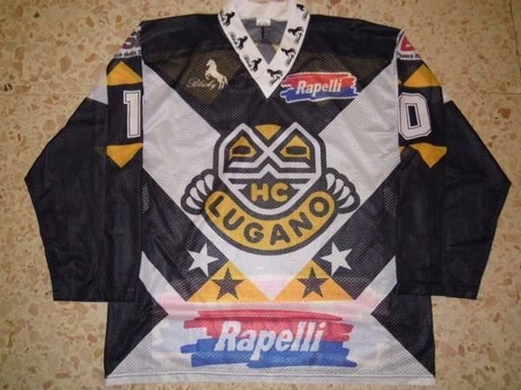 Auch der grosse Rivale Lugano setzte auf Blacky. Hier ein Howald-Trikot aus der Saison 1992/93.